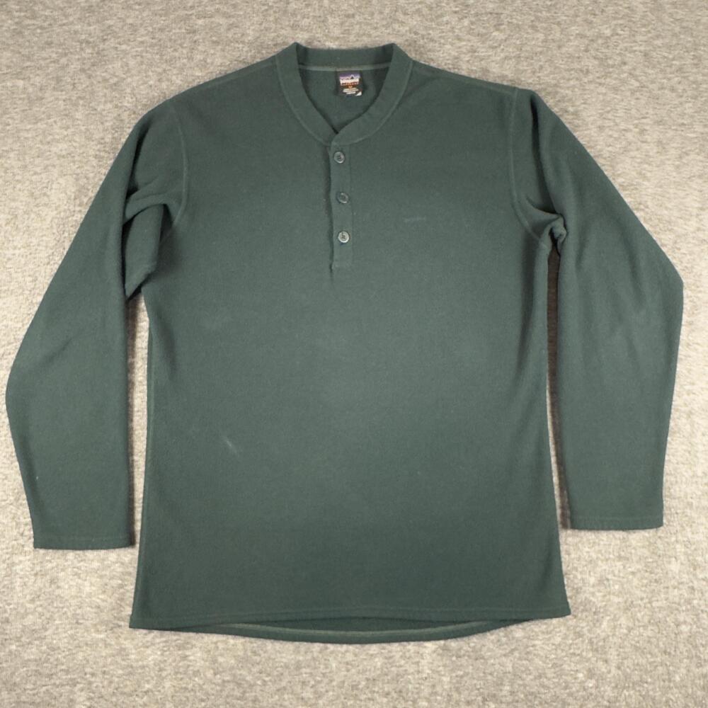 Vintage Patagonia Capilene Shirt Mens Medium Green Thermal Long Sleeve USA 90s